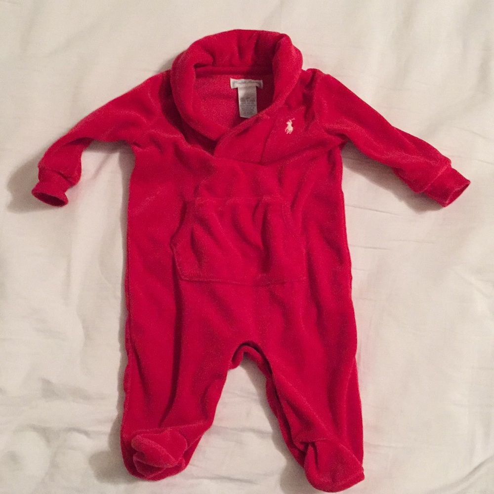 Ralph Lauren velour onesie (0-3mon)